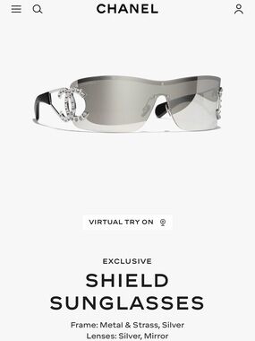 SHIELD SUNGLASSES: CHANEL NEW25/26 - Coco Neige Sunglasses: Crystal CC Rimless